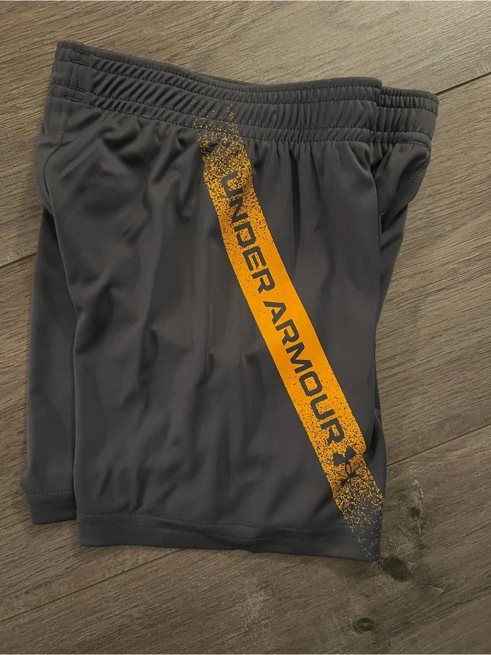 Under Armour Orange Heather Logo Tee with Gray Athletic Shorts